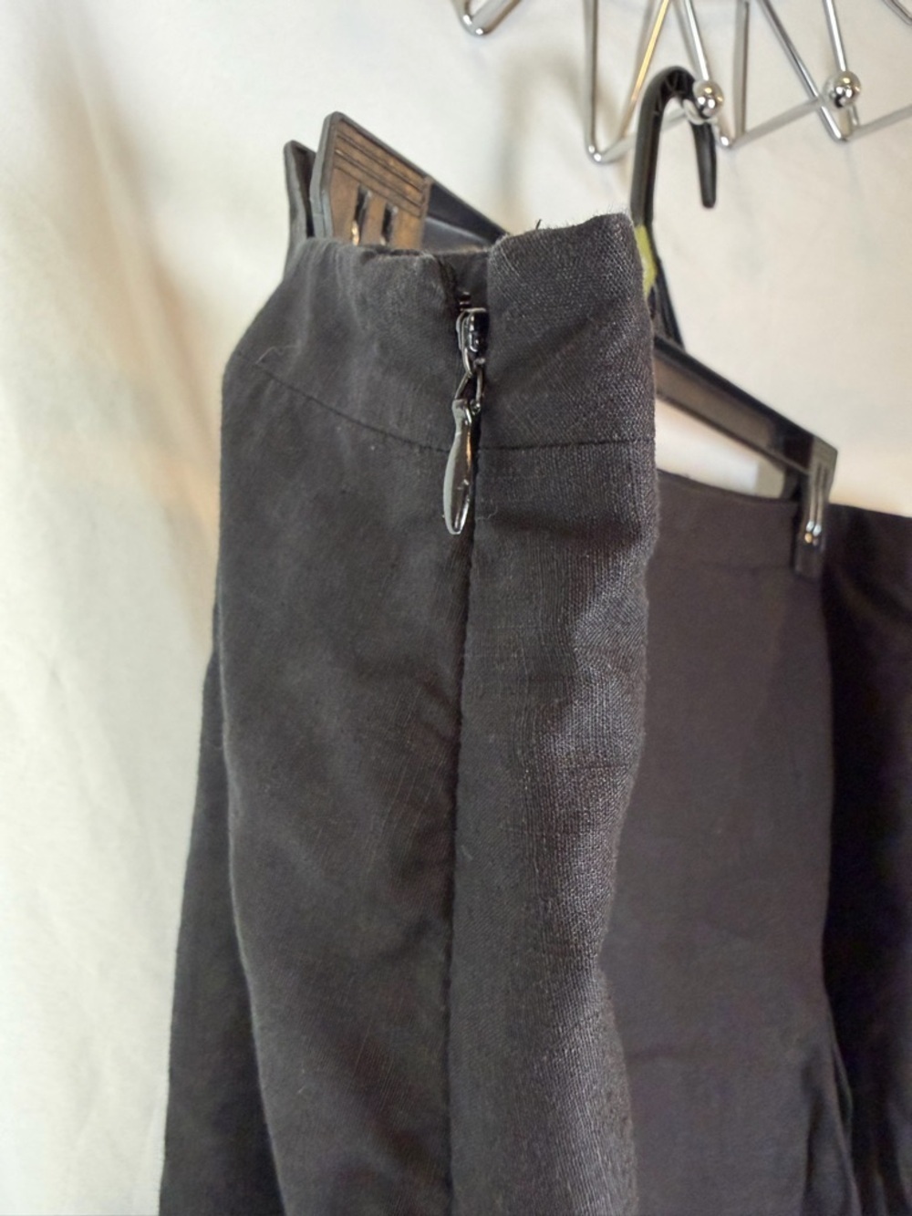 LOFT Black Linen Blend Embroidered A-Line Skirt 16 Boho - Picture 10 of 12